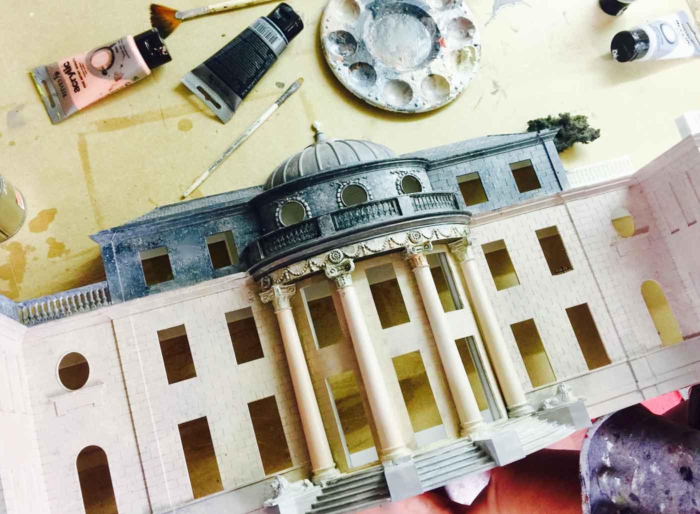 Bamford Estate miniature model houses in progress from Little House London