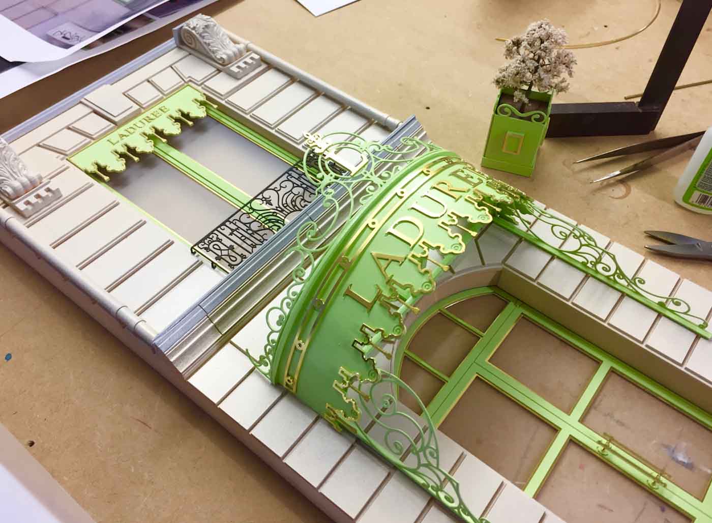 Laduree building miniature model houses in progress from Little House London