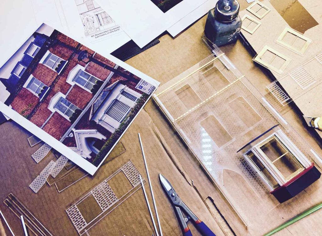 Miniature model houses in progress from Little House London