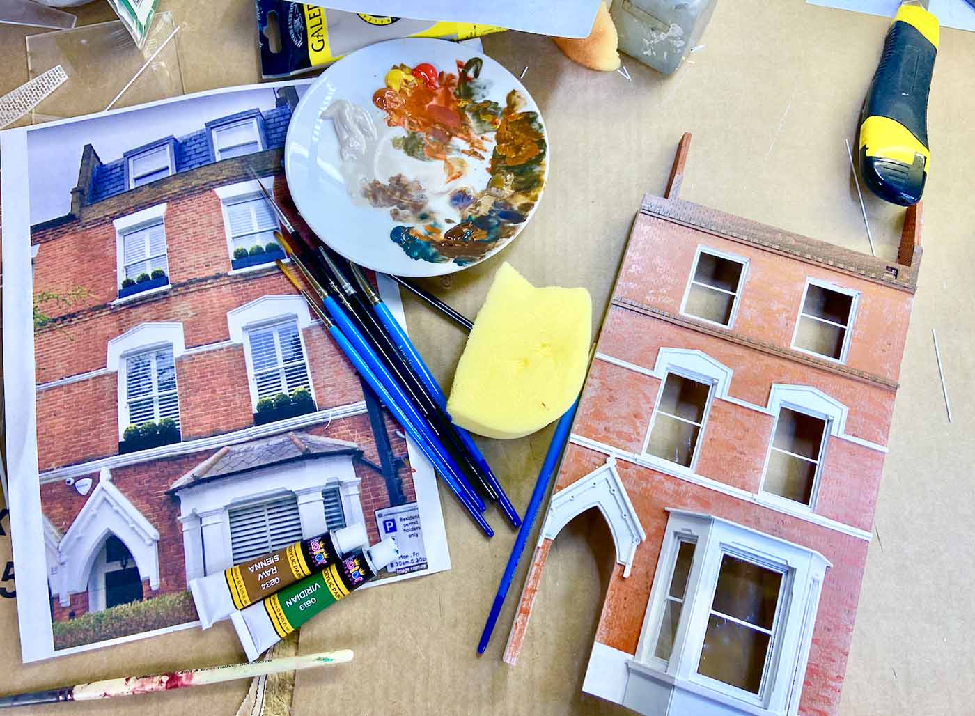 Miniature model houses in progress from Little House London